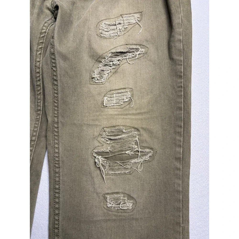 Jordan Craig Legacy Jeans Mens 38x32 Olive Green Distressed Stretch Denim